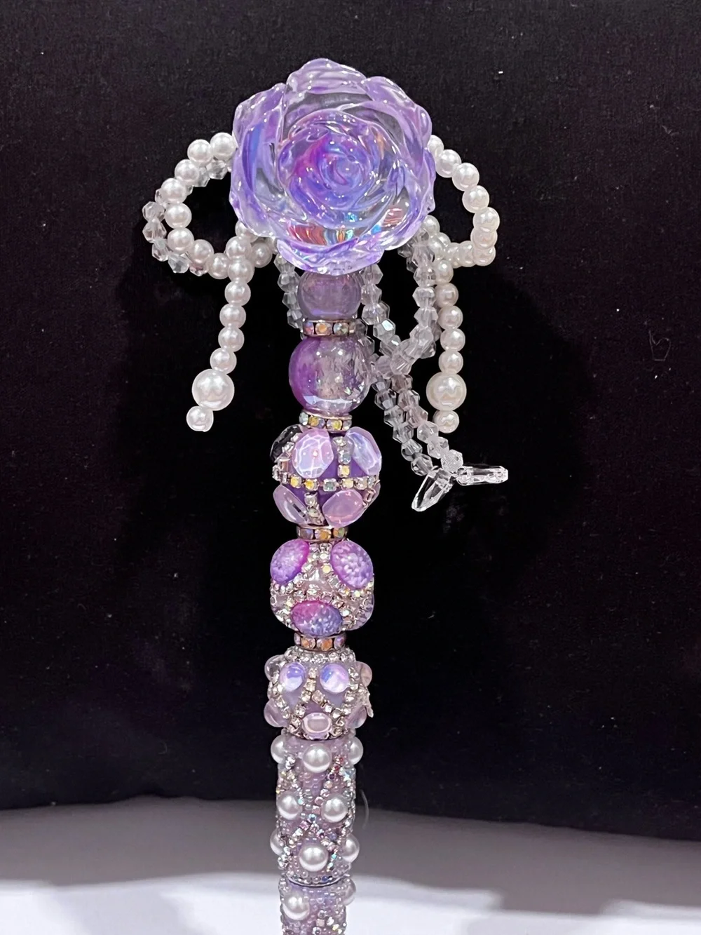 Handcrafted Purple Rose focal fancy Beaded pen